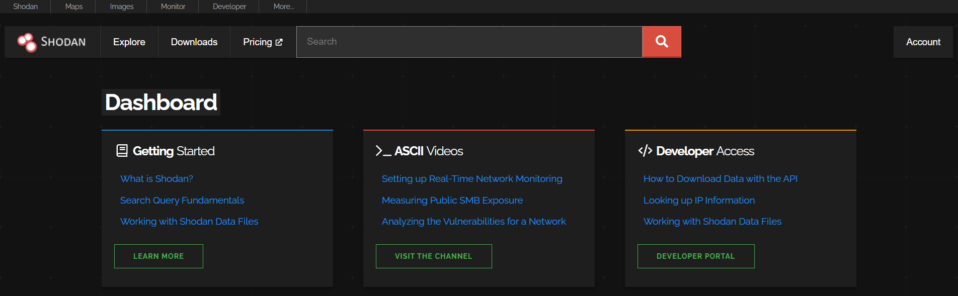 Shodan Front Page