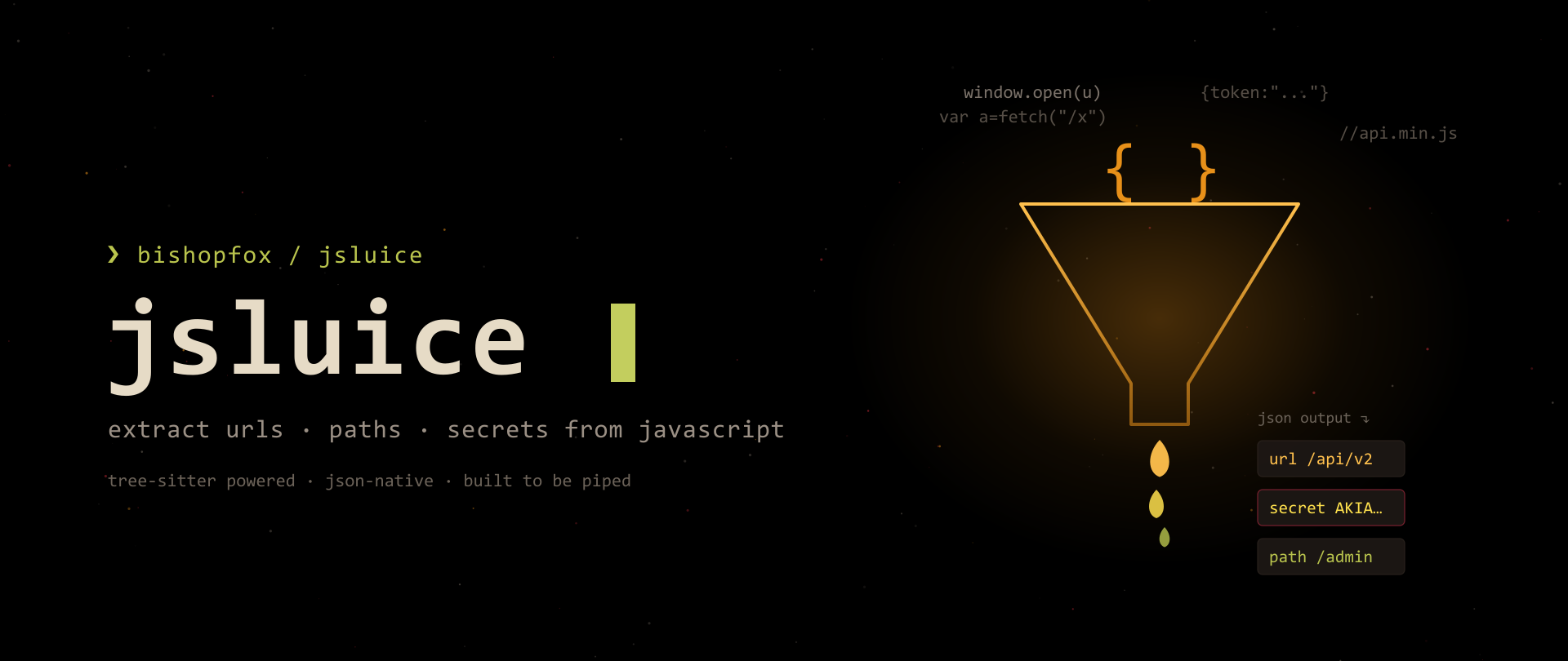 jsluice — extract URLs, paths & secrets from JavaScript